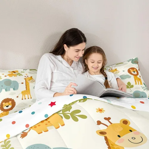 Miniatura 6 de Feelyou Juego de edredón de animales de la selva para todas las estaciones, juego de ropa de cama con 1 funda de almohada de microfibra de elefante