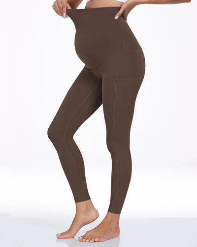 Miniatura 8 de WHOUARE Leggings de maternidad sobre el vientre con bolsillos para mujer, cintura alta, entrenamiento, pantalones de yoga