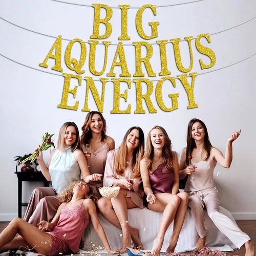Miniatura 4 de Big Aquarius Energy Banner, temporada de acuario enero/febrero decoración de pastel de cumpleaños – 12 suministros de decoración de fiesta