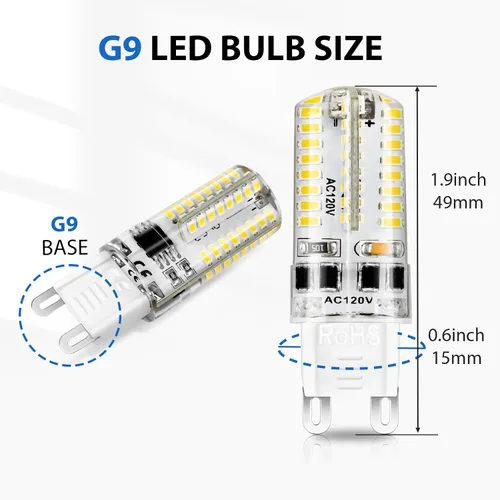 Miniatura 2 de Bombilla LED G9 regulable, 4 W (equivalente a halógeno de 35 W), bombilla G9, blanco ultra cálido de 2700 K, bombilla CRI80, base G9