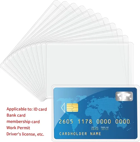 Miniatura 4 de Paquete de 30 fundas transparentes para tarjetero, impermeables, con apertura lateral, fundas protectoras de PVC suave para tarjetas de crédito