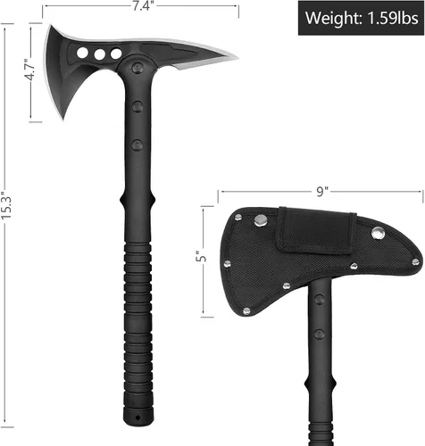 Miniatura 2 de Hitdudu - Hacha de camping, hacha de lanzamiento de supervivencia con funda, tomahawk táctico con punta, mango de fibra de nylon para supervivencia