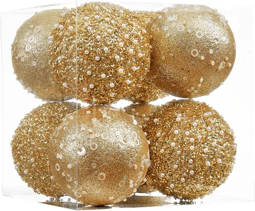 Miniatura 6 de 12 unidades de adornos de bolas de Navidad, adornos de bolas de Navidad en oro rosa, perlas de plástico irrompibles para colgar para fiestas