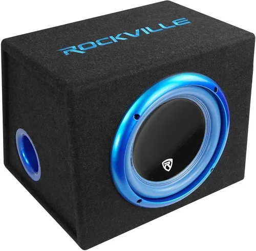 Rockville RVB10.1A Subwoofer activo para automóvil de 10 pulgadas y 500 W con gabinete, amplificador de clase AB integrado, refuerzo de graves