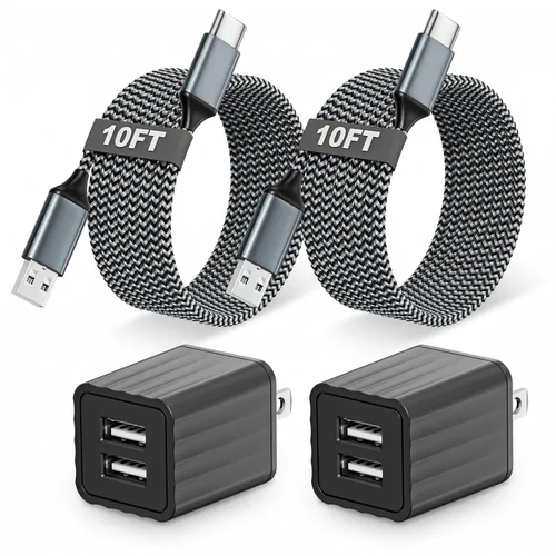 Miniatura 10 de Cargador rápido para iPhone, cargador de pared de doble puerto, paquete de 2 [certificado Apple MFi] de carga rápida de 10 pies, cable Lightning