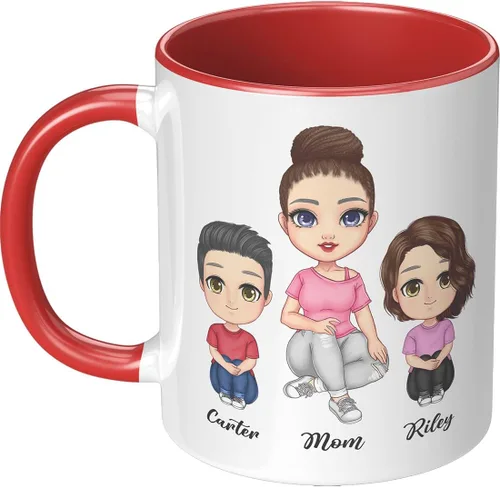 Miniatura 11 de Taza para el día de la madre para mamá de hija e hijo – Taza de café divertida para la mejor mamá del mundo – Regalo único de cumpleaños para esposa