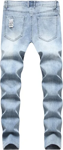 Miniatura 2 de LONGBIDA - Jeans para hombre, de tiro ajustado, con roto y desgastados