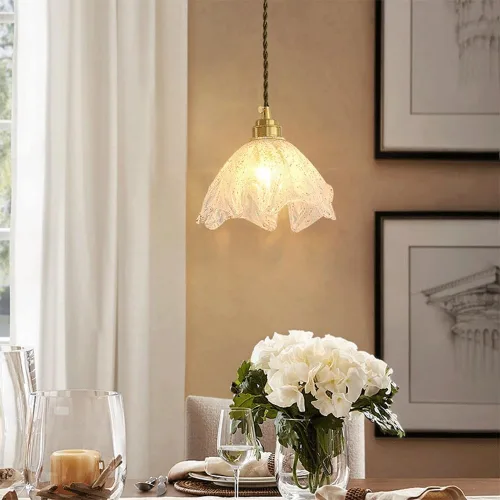 Miniatura 2 de Modern Creative Irregular Glass Pendant Lights, Nordic Retro Gold Hanging Pendant Lamp, Brass Adjustable Cord E27/E26 Sockets Chandelier for Kitchen