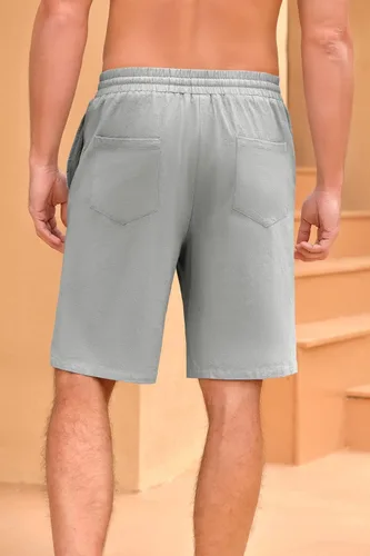 Miniatura 6 de Conjunto de ropa de cama de algodón para hombre, conjunto cómodo de 2 piezas, conjunto de camisa y pantalones cortos Henley de manga corta