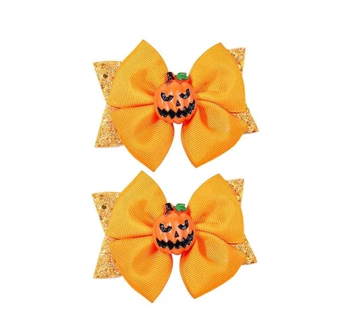 Miniatura 4 de Lazo para el pelo de Halloween, calabaza, murciélago, araña, fantasma, horquilla para fiesta de Halloween, accesorios para el cabello (negro A)