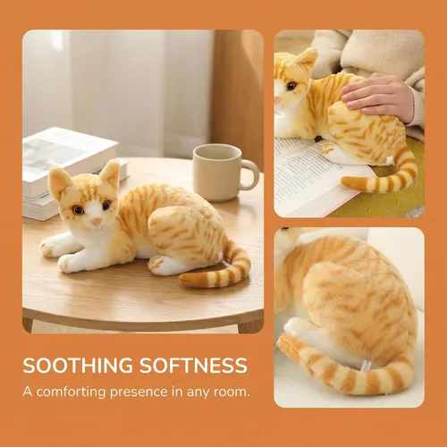Miniatura 5 de GUDVES Gato naranja atigrado de peluche, animal de peluche para bebé, gato de peluche, juguete de gato de pelo corto de 12 pulgadas (naranja B)