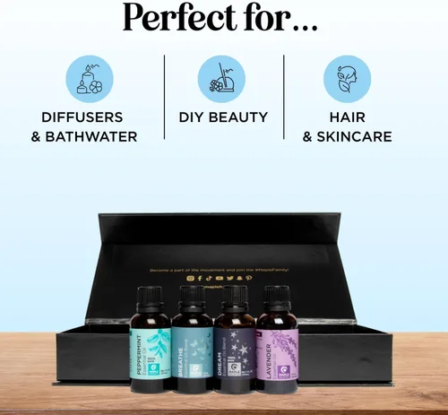 Miniatura 7 de Aceites esenciales para dormir para difusor, juego de regalo de aceites esenciales de aromaterapia de alta calidad con 4 aceites esenciales