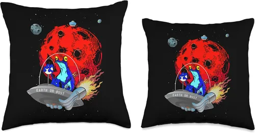 Miniatura 3 de Funny Frog Character Sci-Fi Fifties Nostalgia Earth or Bust Invasive Species Retro Funny Space Alien Frog - Almohada de 16 x 16 pulgadas, multicolor