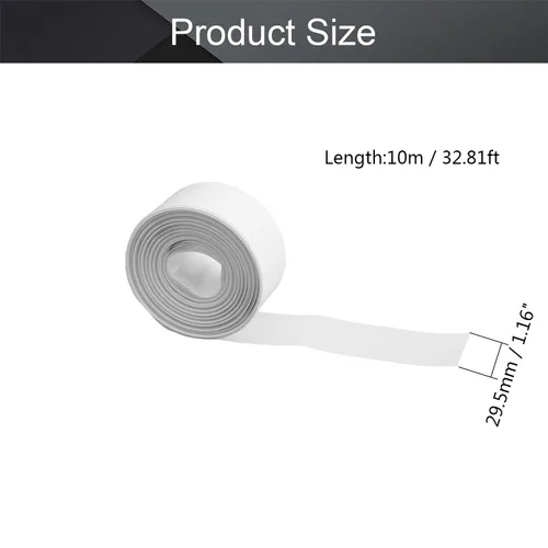 Miniatura 2 de Othmro Kit de tubos termorretráctiles de batería de 32.8 pies de longitud, aislamiento de ancho de aplanamiento de 1.16 pulgadas, tubos Blanco