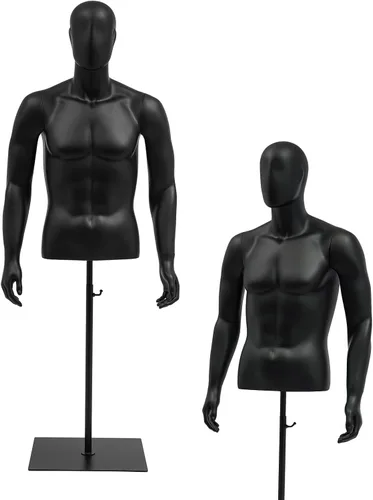 Miniatura 25 de Maniquí masculino con forma de cuerpo de maniquí, 27.5 a 51 pulgadas de altura ajustable de media longitud, modelo de ropa para exhibición