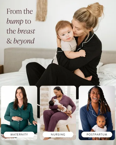 Miniatura 2 de Kindred Bravely Clea Classic - Conjunto de pijama de manga larga para maternidad y lactancia