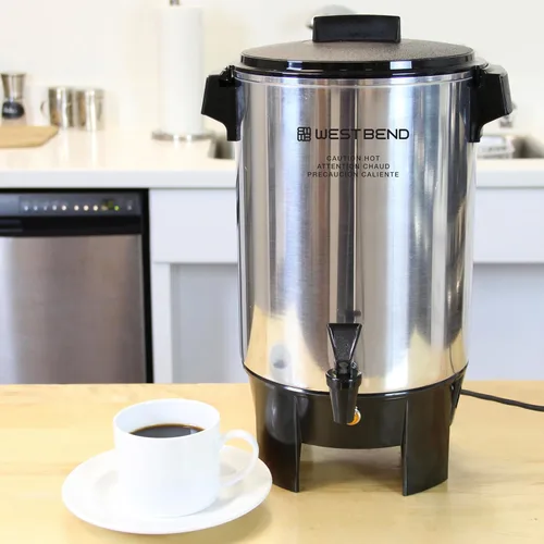 Miniatura 2 de Cafetera West Bend de aluminio altamente pulido con control automático de temperatura, preparación de una taza por minuto y fácil limpieza. Incluye