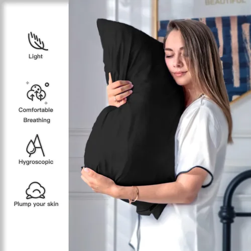 Miniatura 3 de Funda de almohada de seda para cabello y piel, suave, transpirable y sedosa 100% seda Queen, juego de 2, fundas de almohada de seda de morera