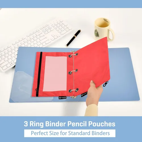 Miniatura 5 de Firebrick Zipper Pencil Pouch for 3 Ring Binder with Clear Window,Pencil Case 2 Pack Firebrick