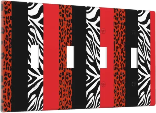 Miniatura 163 de Cubiertas de placa de pared de 3 gang con interruptor de luz de triple palanca, en negro y dorado con esplendor de oro rosa, estampado floral
