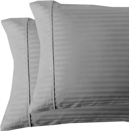 Miniatura 7 de Royal Tradition Damasco rayado 580 hilos, 100 % algodón tamaño Queen juego de sábanas de cama beige