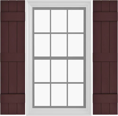 Miniatura 17 de Persianas de Vinilo Board & Batten (1 Par) 11"x31" (3-Tableros) - Negro Cosmos/Pintable Persianas Exteriores para Ventanas Incluye Herrajes