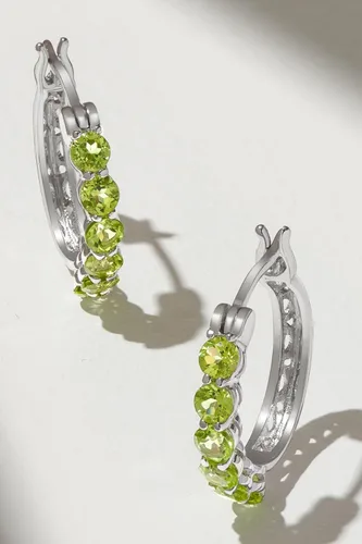 Miniatura 2 de Aretes de aro de plata de ley 925 de 0.118 in con piedras preciosas - Elección de color de gema