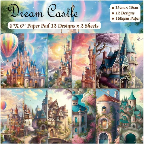 Miniatura 20 de 24 hojas de 12 diseños de álbumes de recortes, 6 x 6 pulgadas, papel de cartulina para manualidades Decopodge de una sola cara, álbum de recortes