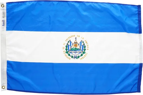 Annin Flagmakers Bandera de El Salvador fabricada en Estados Unidos según las especificaciones oficiales de diseño de las Naciones Unidas, 2 x 3