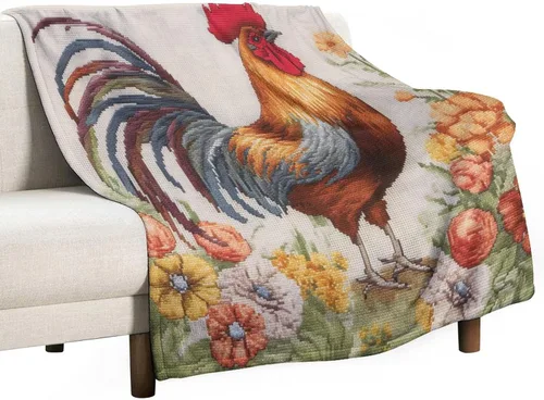 Miniatura 21 de Manta de franela de forro polar con dije de país, gallo, de 60 x 80 pulgadas, para sofá, cama, oficina, regalo para San Valentín, madre, padre