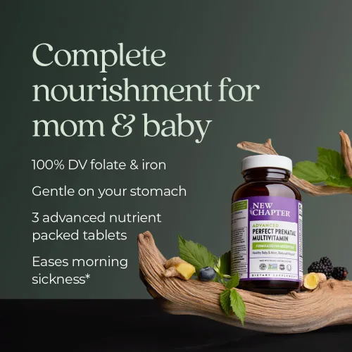 Miniatura 4 de New Chapter Advanced Perfect Vitaminas Prenatales, 270 unidades, hechas con ingredientes orgánicos y sin OMG para bebé y mamá saludables - Folato