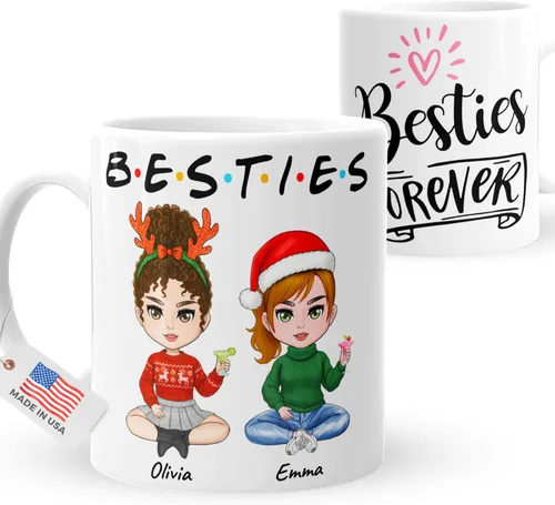 Miniatura 11 de Taza personalizada de mejores amigas - Taza de té o café personalizada - Regalo para mejores amigas - Personalizable con nombre y cita - Taza