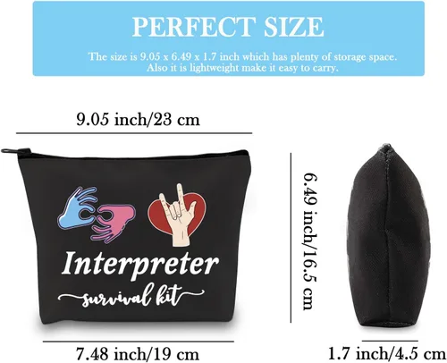 Miniatura 2 de GJTIM Bolsa con cremallera para intérprete, kit de supervivencia, bolsa de maquillaje para lenguaje de signos ASL