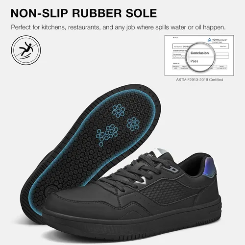 Miniatura 4 de SPIEZ Zapatos de trabajo antideslizantes para hombres y mujeres, zapatos de servicio de alimentos antideslizantes y resistentes al aceite, zapatos