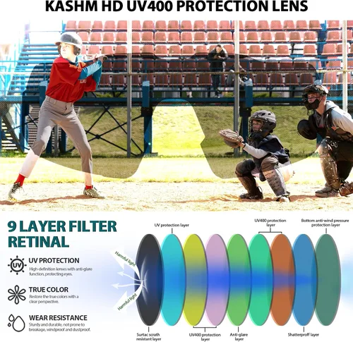Miniatura 7 de Youth Baseball Sunglasses for Boys Girls Softball Cycling Sports Sunglasses Kids Lightweight UV Protection