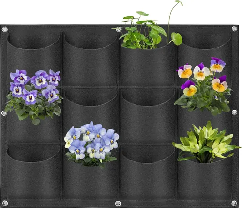Bolsas colgantes para macetas con 12 bolsillos, bolsas de cultivo verticales para colgar en la pared, macetas de jardín de hierbas para interiores y