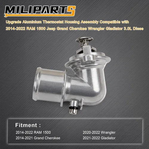 Miniatura 2 de Conjunto de Carcasa de Termostato de Aluminio de Mejora Compatible con 2014-2022 RAM 1500 Jeep Grand Cherokee Wrangler Gladiator 3.0L Diese