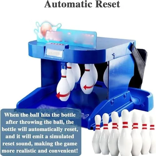 Miniatura 7 de Juego de bolera electrónica para interiores: consola deportiva portátil con puntuación automática, fácil de usar y almacenar, perfecto