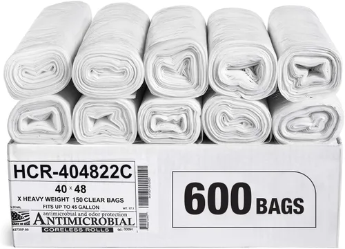 Miniatura 59 de Aluf Plastics Bolsas de basura de alta densidad, 10 galones, 1000 unidades, 6 micrones (eq), 24" x 24", transparentes, para baño, oficina