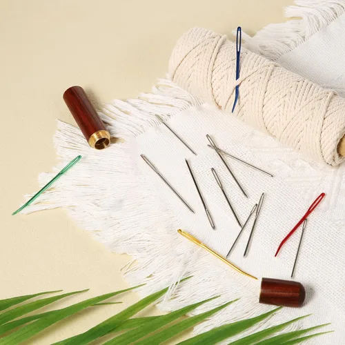 Miniatura 4 de Kit de 13 agujas de coser de ojo grande, agujas romas de ojo grande de acero inoxidable y agujas de tapiz dobladas, agujas de tejer a mano afiladas
