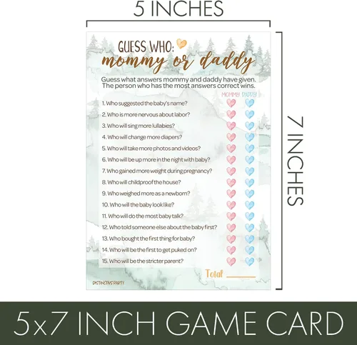 Miniatura 5 de DISTINCTIVS Little Adventurer - Juego de Baby Shower - ¿Qué hay en tu teléfono y palabras Scramble? 20 tarjetas de doble cara - Juegos de baby