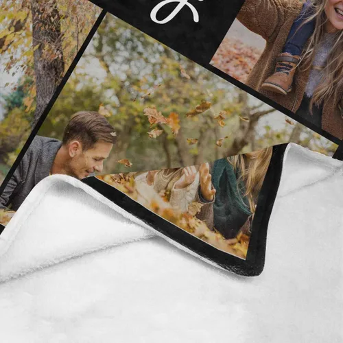 Miniatura 4 de YESCUSTOM Manta personalizable para la familia, mantas personalizadas con fotos, texto, 8 fotos, collages de fotos, regalo para el día de recuerdos