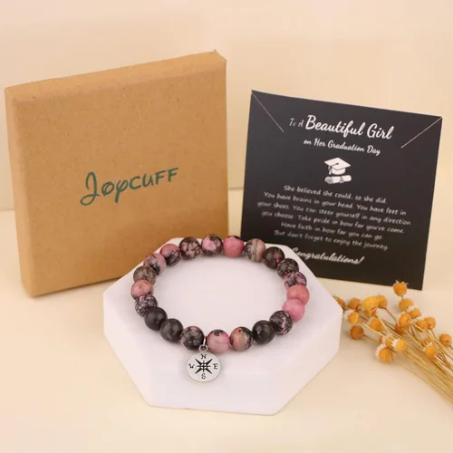 Miniatura 6 de JoycuFF Regalos de graduación de clase 2023, pulseras de brújula de piedra natural para ella, él, mujeres y hombres con tarjeta de mensaje