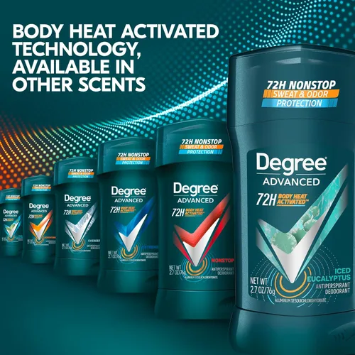 Miniatura 6 de Degree Desodorante antitranspirante avanzado para hombre, eucalipto hielo, 4 unidades, 72 horas, desodorante de protección contra el sudor y el olor