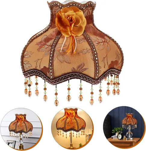Miniatura 5 de Lurrose Pantalla de lámpara victoriana, pantalla de campana, estilo victoriano, lámpara de mesa antigua para sala de estar y dormitorio