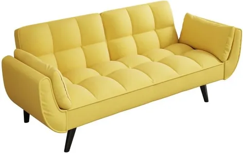 Miniatura 5 de 57" Convertible Sleeper Couch Bed, 3-in-1 Tufted Upholstered Daybed Futon Sofa Bed Loveseat with Reclining Split Backrest, Velvet 2-Seaters Sofa