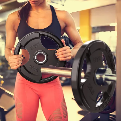 Miniatura 5 de RitFit Weight Plates for Barbell, 2-Inch Olympic Rubber Grip Plates for Weightlifting and Strength Training in Home & Gym, Single, Pair and Sets