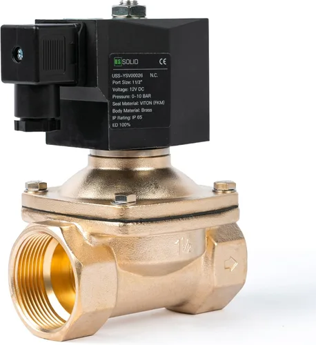 Miniatura 11 de U.S. Solid Válvula solenoide de latón de 1/2" - 12V DC, normalmente cerrada, válvula eléctrica de 10 bar para agua, aire, diésel