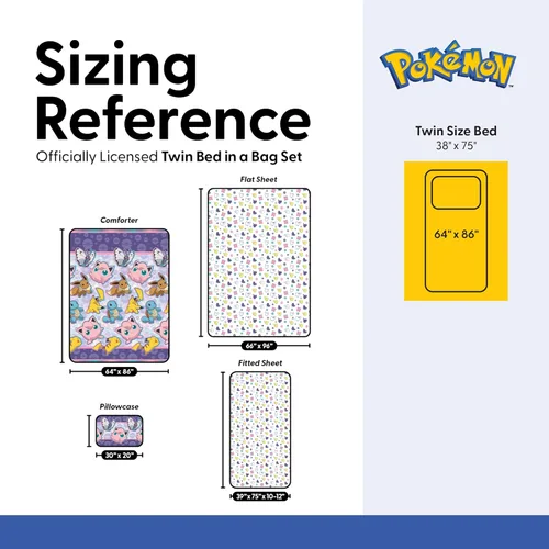 Miniatura 9 de Northwest Pokemon - Juego de cama de tamaño individual en una bolsa, Pikachu Eevee Jigglypuff, ropa de cama de anime para niños y niñas, batalla