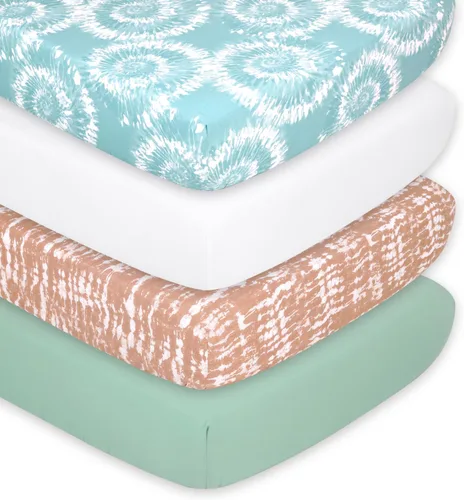 The Peanutshell Sábanas de cuna, neutrales, juego de sábanas ajustables para cama de bebé, colchón de cuna de tamaño estándar, 52 x 28 pulgadas,